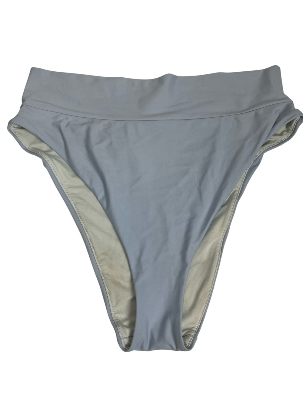 Aerie High Cut Cheeky Bikini Bottom Gray Blue High Leg Swimsuit Size L